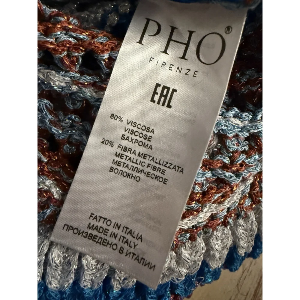 PHO Firenze Knit Skirt Size XS‎ Gray Blue Metallic Boho Stretch Italy NWT Read